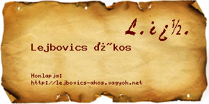 Lejbovics Ákos névjegykártya